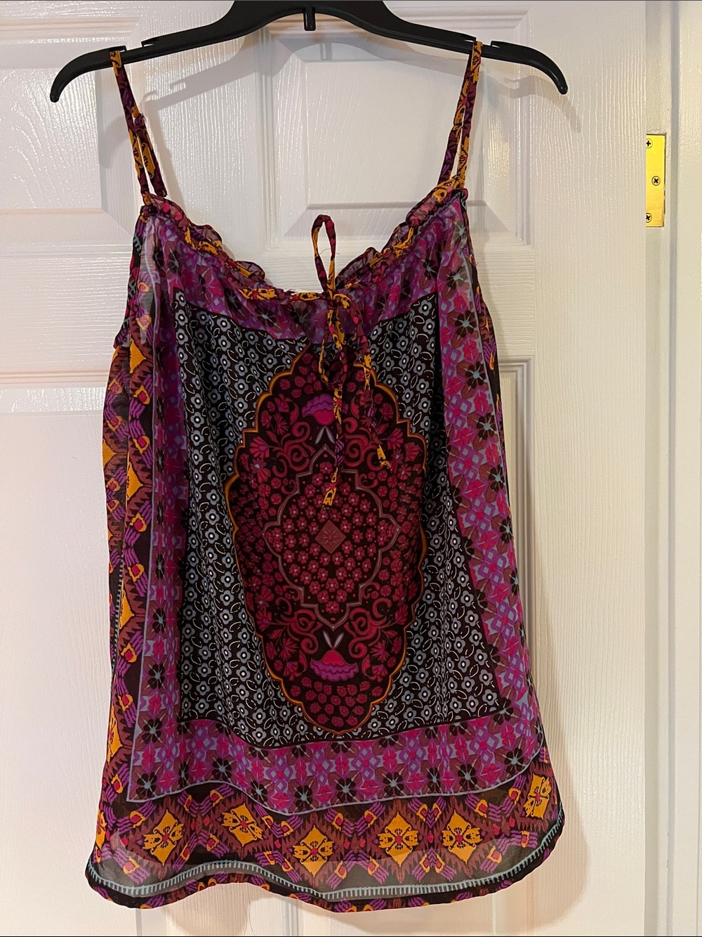 beachlunchlounge Purple Magenta Paisley Print Spaghetti Strap Tank